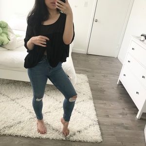 Black Silk Flowy Top